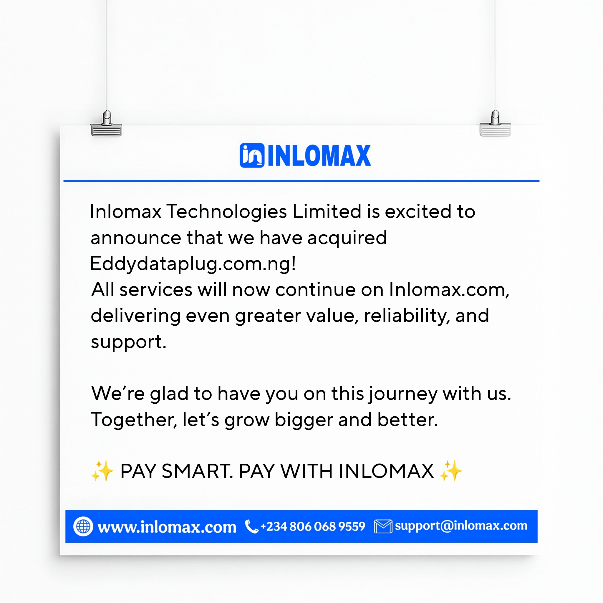 Inlomax Acquires Eddydataplug.com.ng Inlomax acquires Eddydataplug