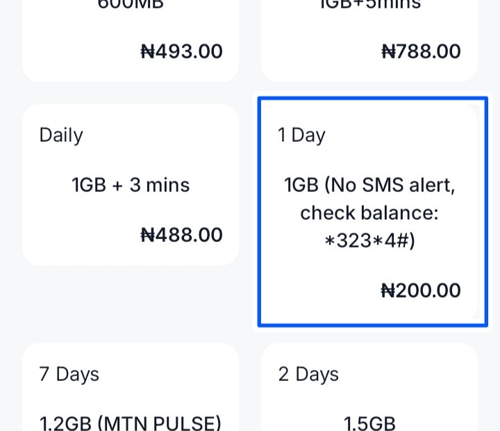 MTN 1GB for ₦200